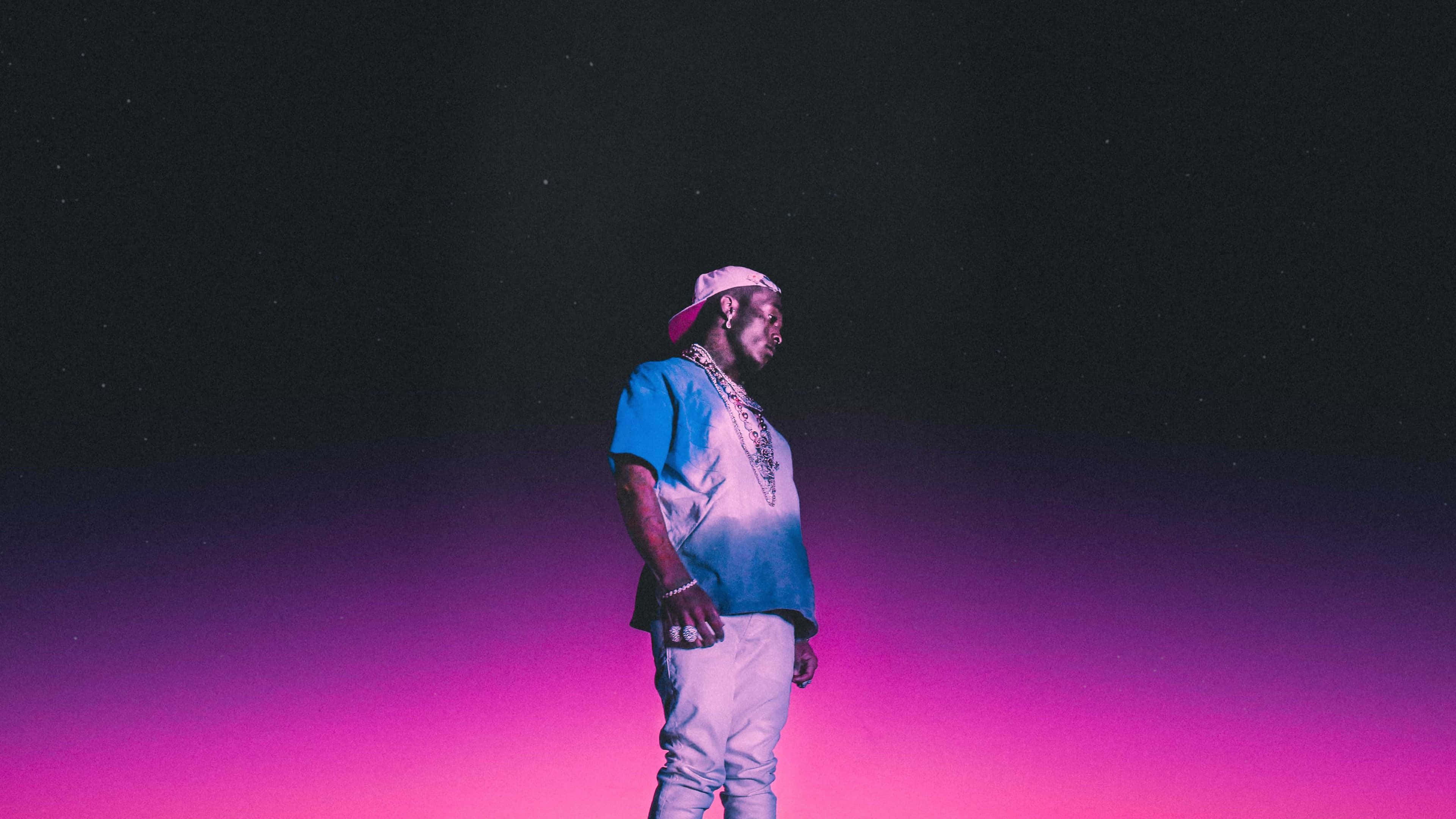 Lil Uzi Vert, blue shirt, white cap, 4K Desktop Wallpaper