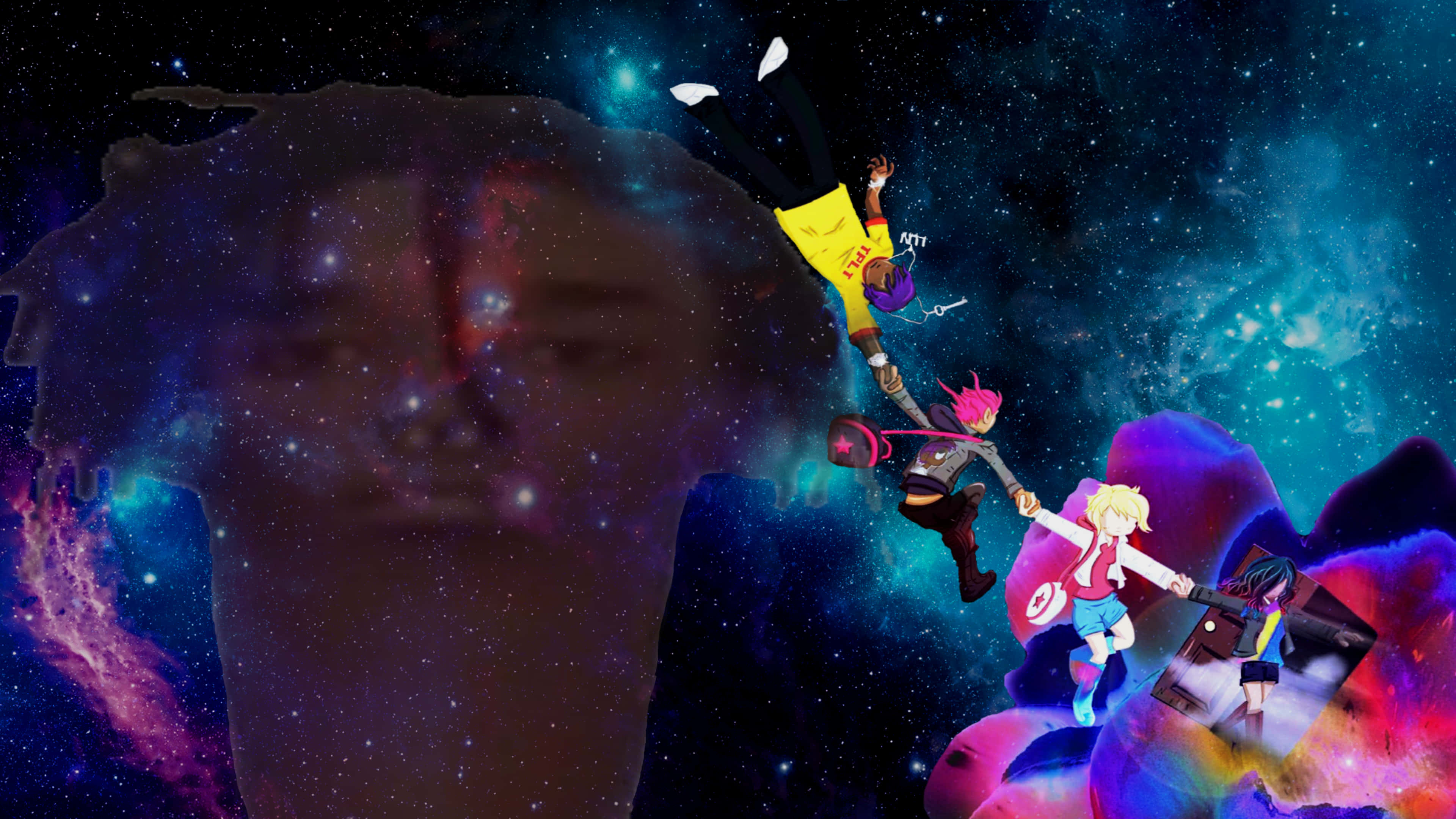 Lil Uzi Vert, cosmic nebula, giant face, 4K Desktop Wallpaper