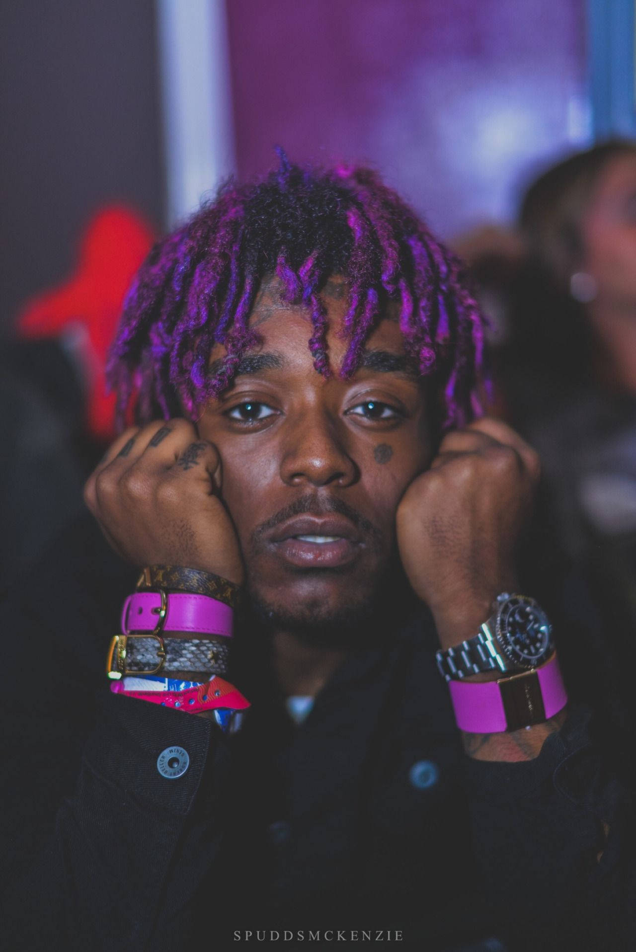 Lil Uzi Vert, vibrant purple dreadlocks, bold pink and silver accessories, HD Phone Wallpaper