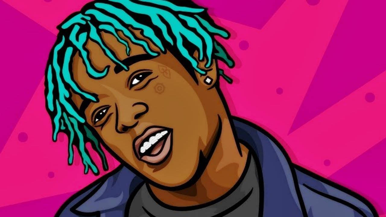 Lil Uzi Vert, turquoise dreadlocks, pink geometric background, HD Desktop Wallpaper