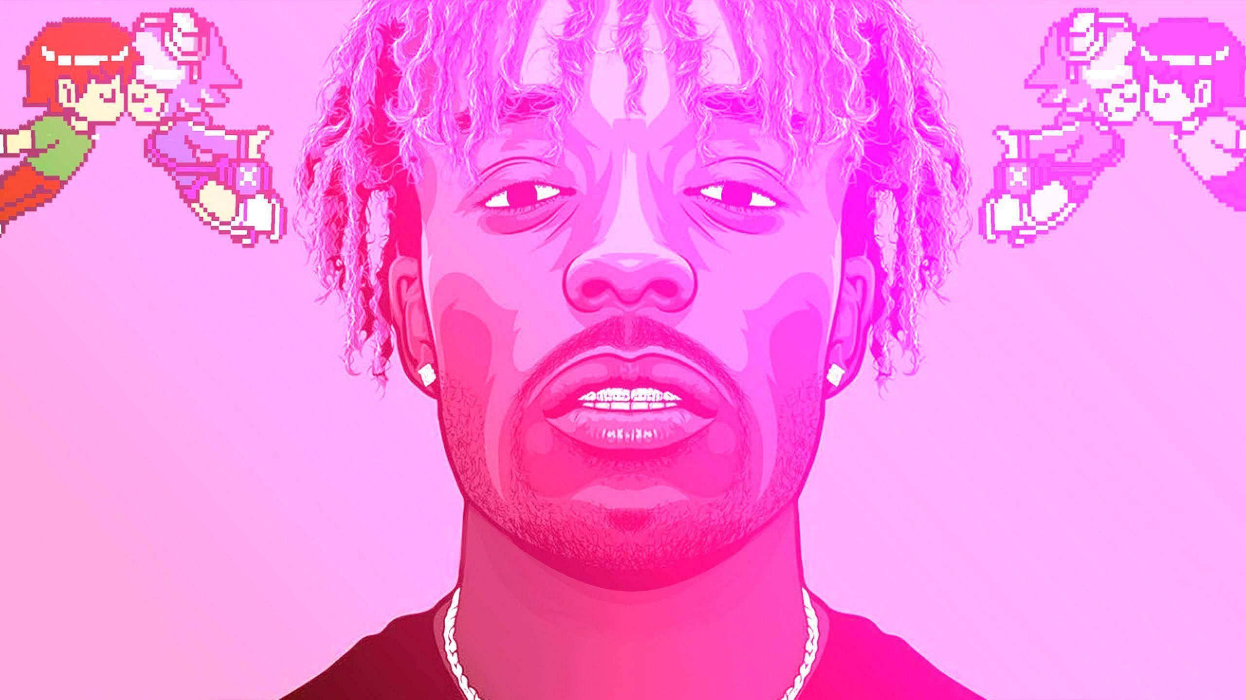 Lil Uzi Vert, pink, pixelated anime characters, 2K Desktop Wallpaper