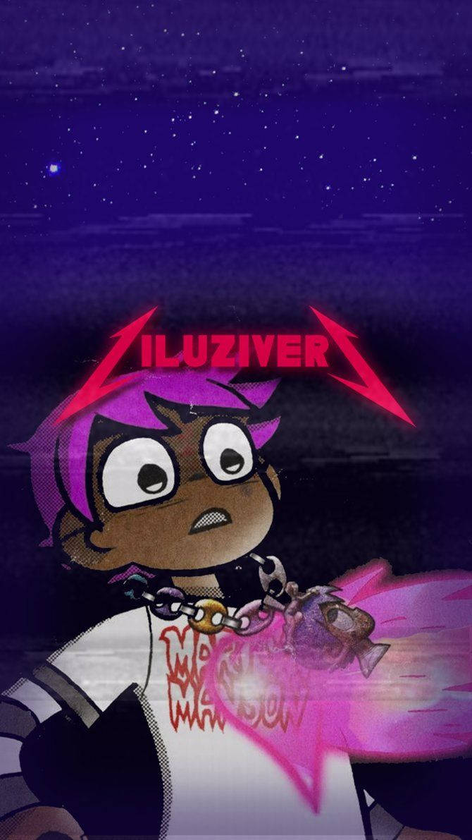 Lil Uzi Vert, purple hair, wide eyes, SD Phone Wallpaper