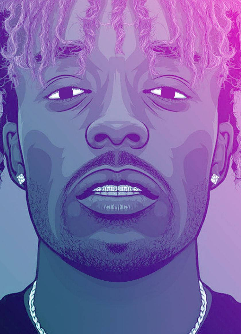 Lil Uzi Vert, purple hair, diamond grillz, SD Phone Wallpaper