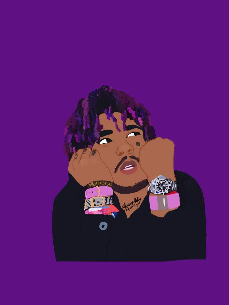 Lil Uzi Vert, purple hair, solid purple background, SD Phone Wallpaper