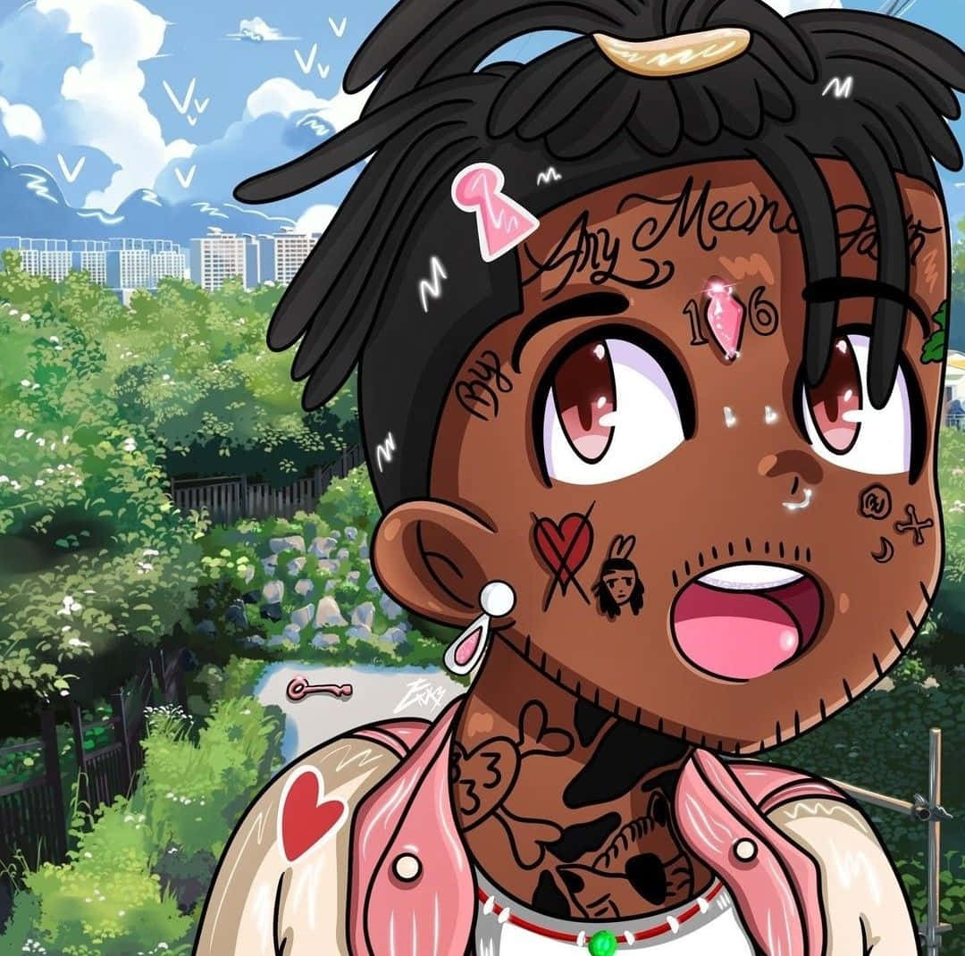 Lil Uzi Vert, cartoon-style character, pink accessories, SD Desktop Wallpaper