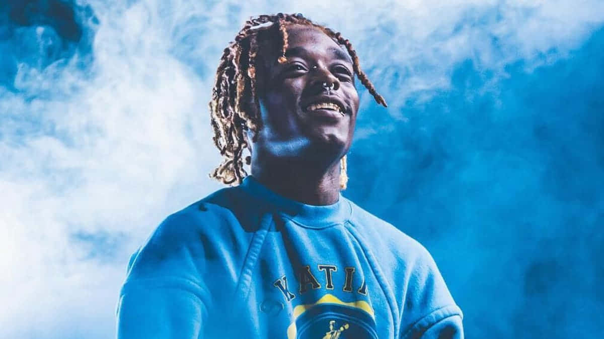 Lil Uzi Vert, blue sweatshirt, smoky blue backdrop, SD Desktop Wallpaper