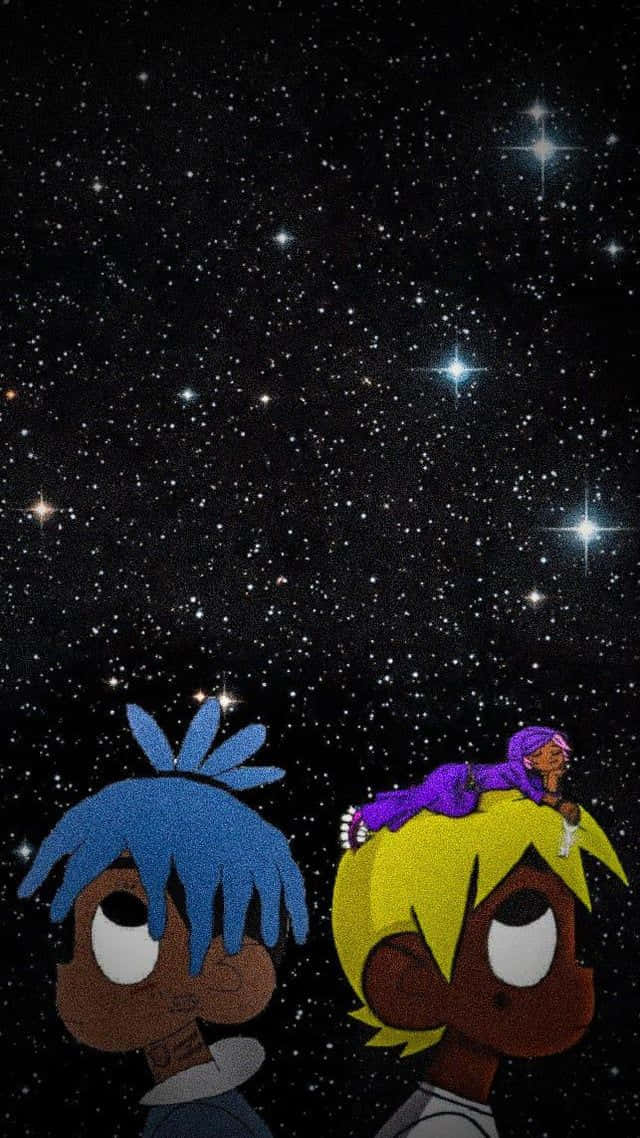 Lil Uzi Vert, cartoon characters, starry background, SD Phone Wallpaper