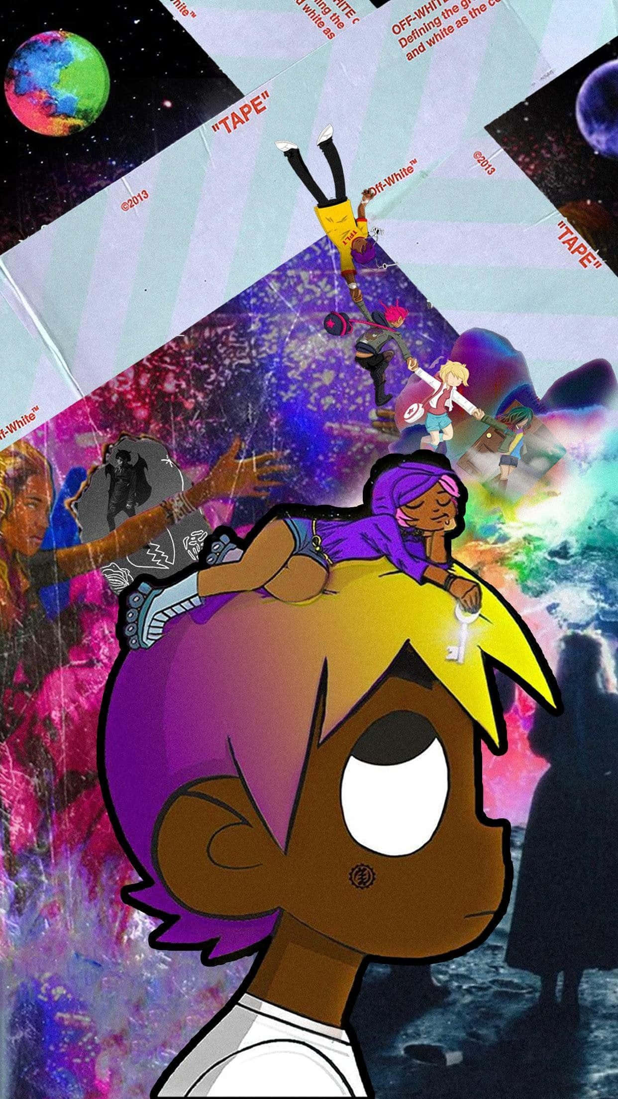 Lil Uzi Vert, purple-haired, yellow mohawk, Full HD Phone Wallpaper