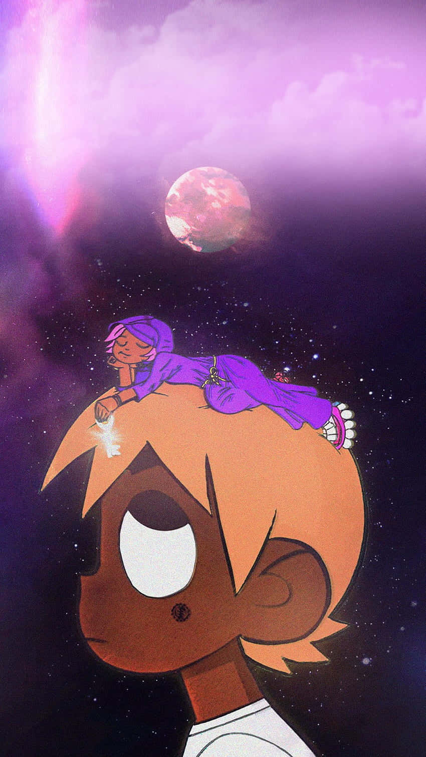 Lil Uzi Vert, purple-clad anime girl, cosmic sky, HD Phone Wallpaper