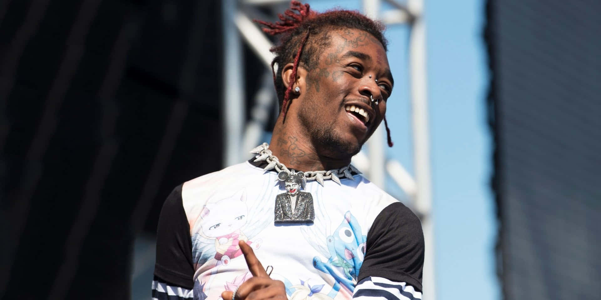 Lil Uzi Vert, red dreadlocks, graphic tee, Full HD Desktop Wallpaper