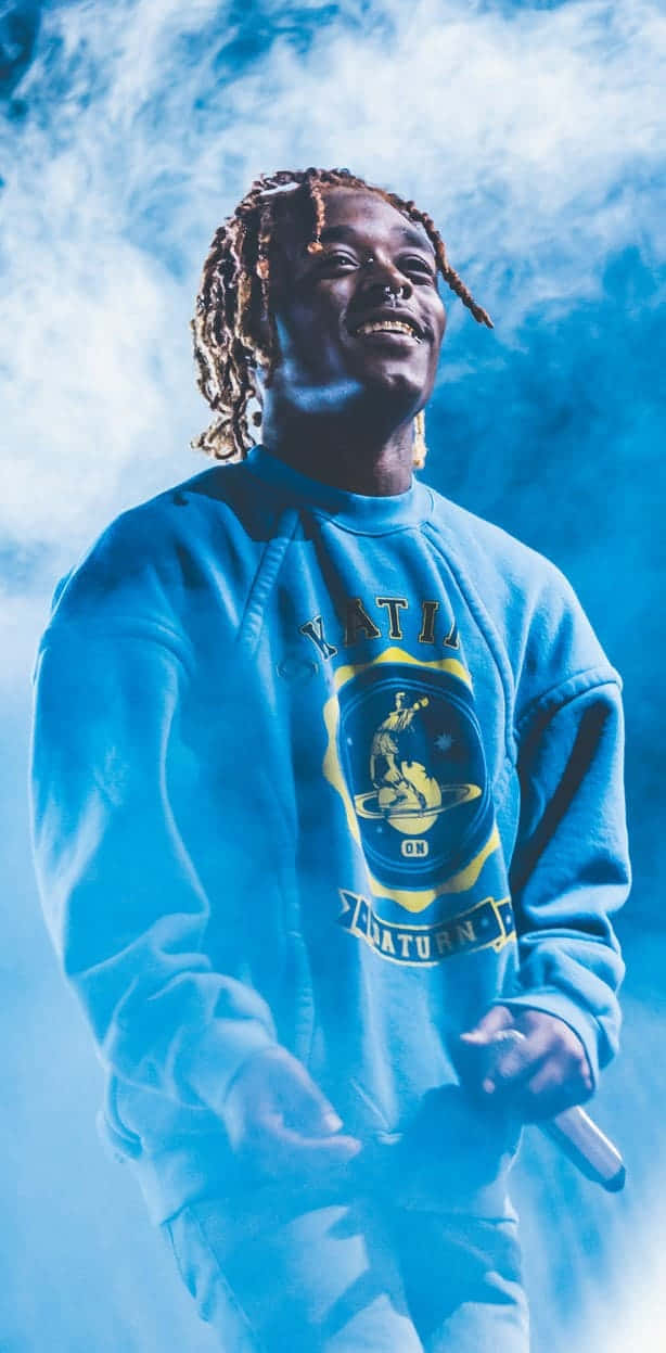 Lil Uzi Vert, blue sweater, smoky blue stage lighting, SD Phone Wallpaper