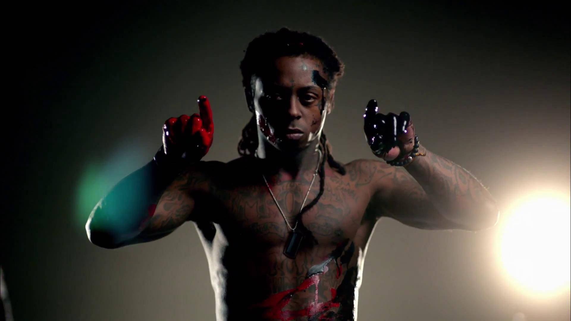 Lil Wayne, tattoos, blood-like stains, Full HD Desktop Wallpaper