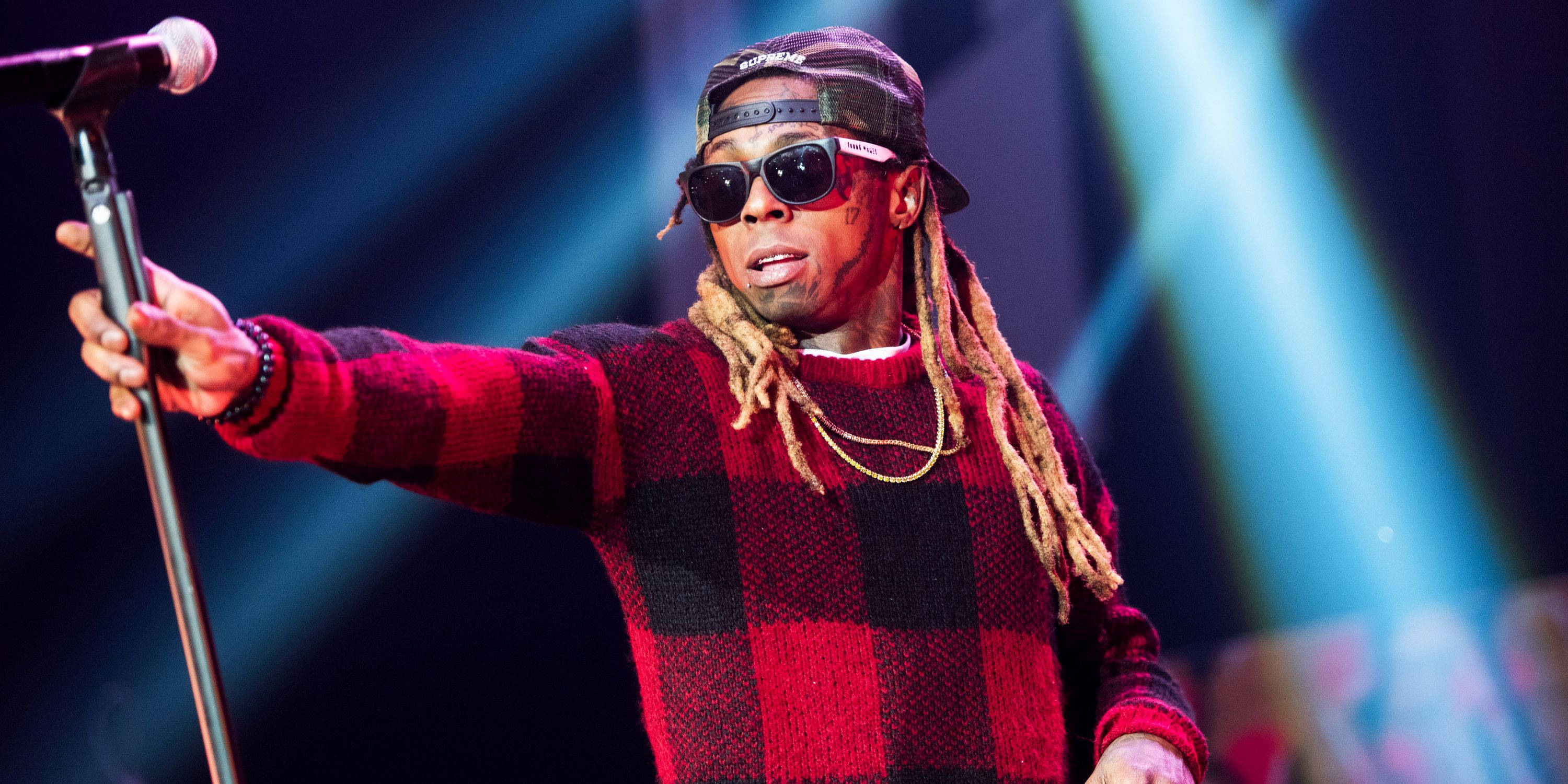 Lil Wayne, red plaid sweater, sunglasses, 2K Desktop Wallpaper