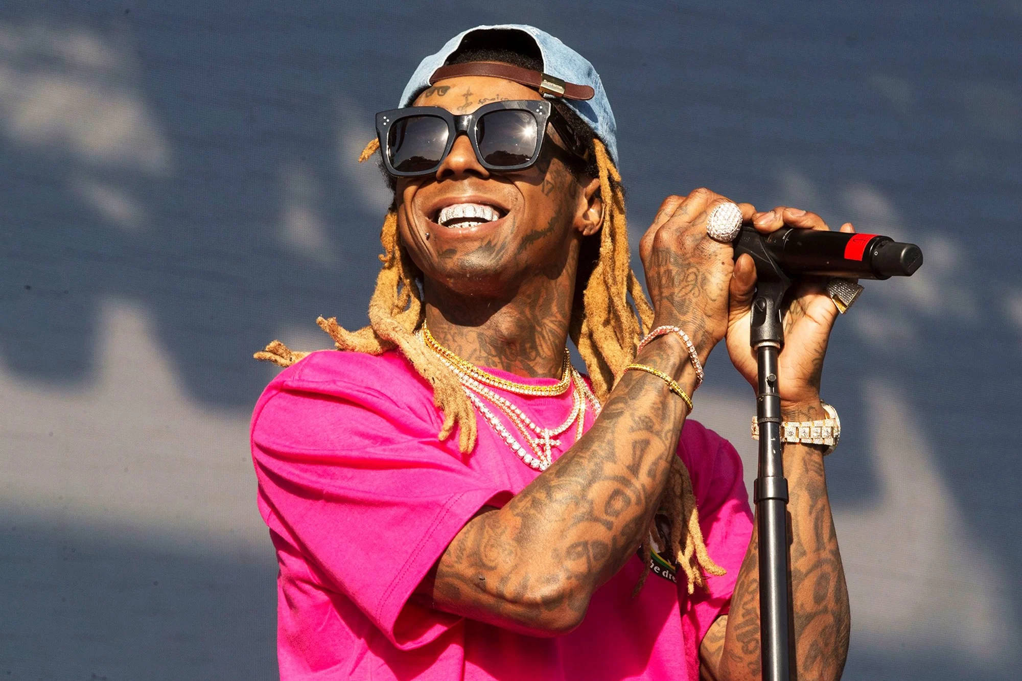 Lil Wayne, pink shirt, dreadlocks, Full HD Desktop Wallpaper