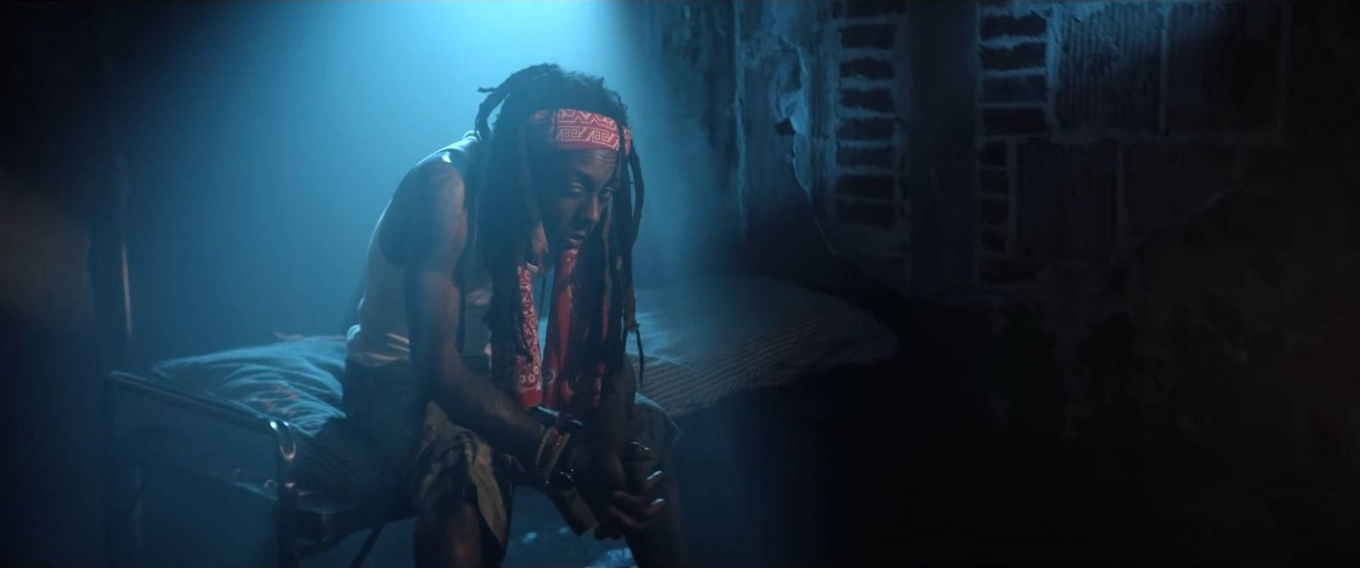 Lil Wayne, dreadlocks, dim blue-lit room, Full HD Desktop Wallpaper