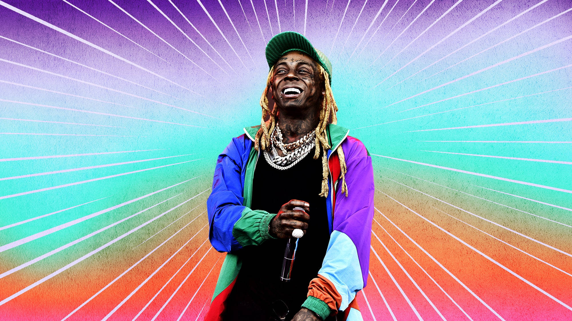 Lil Wayne, colorful jacket, microphone, Full HD Desktop Wallpaper