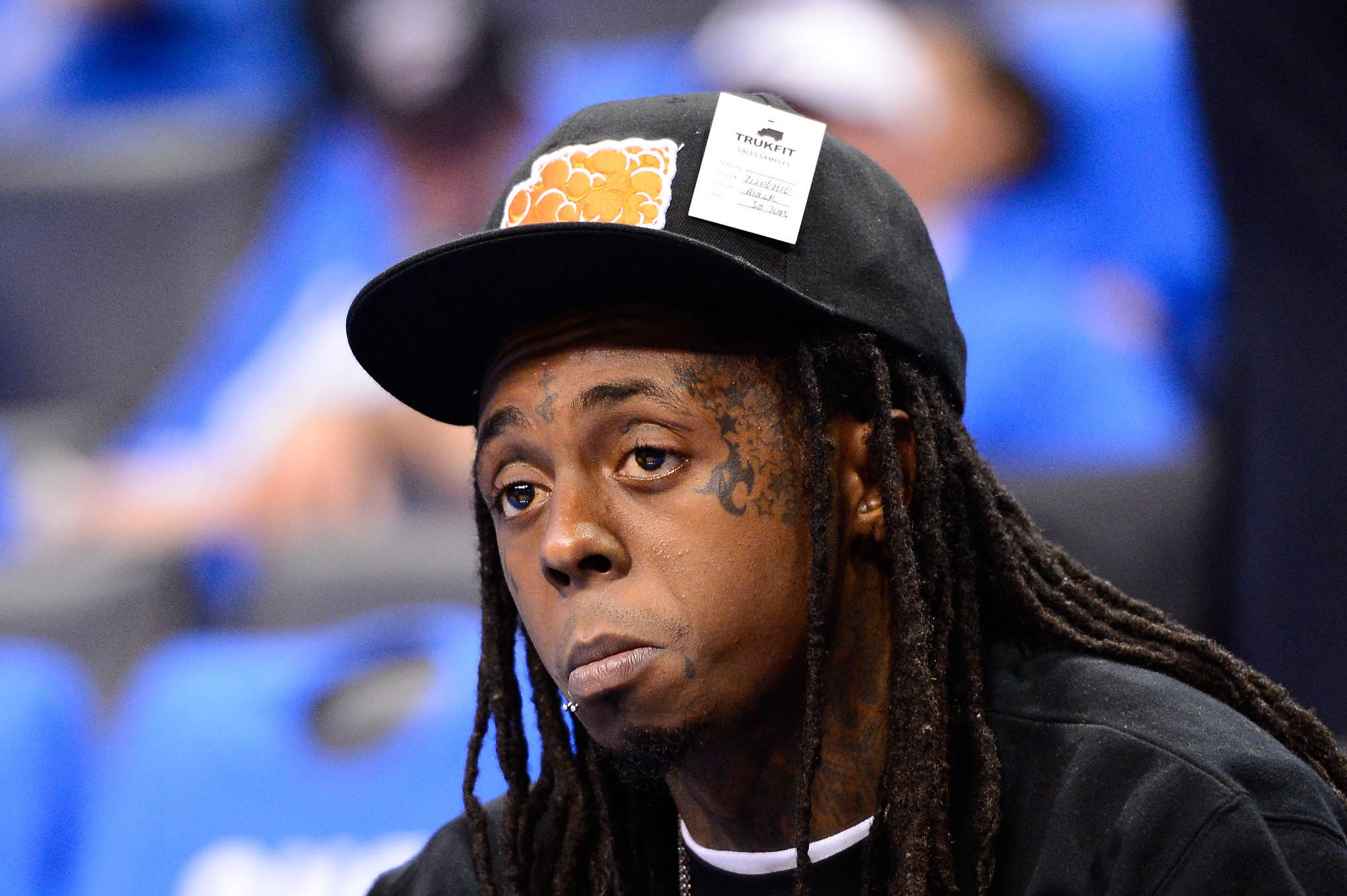 Lil Wayne, black cap, orange logo, Full HD Desktop Wallpaper