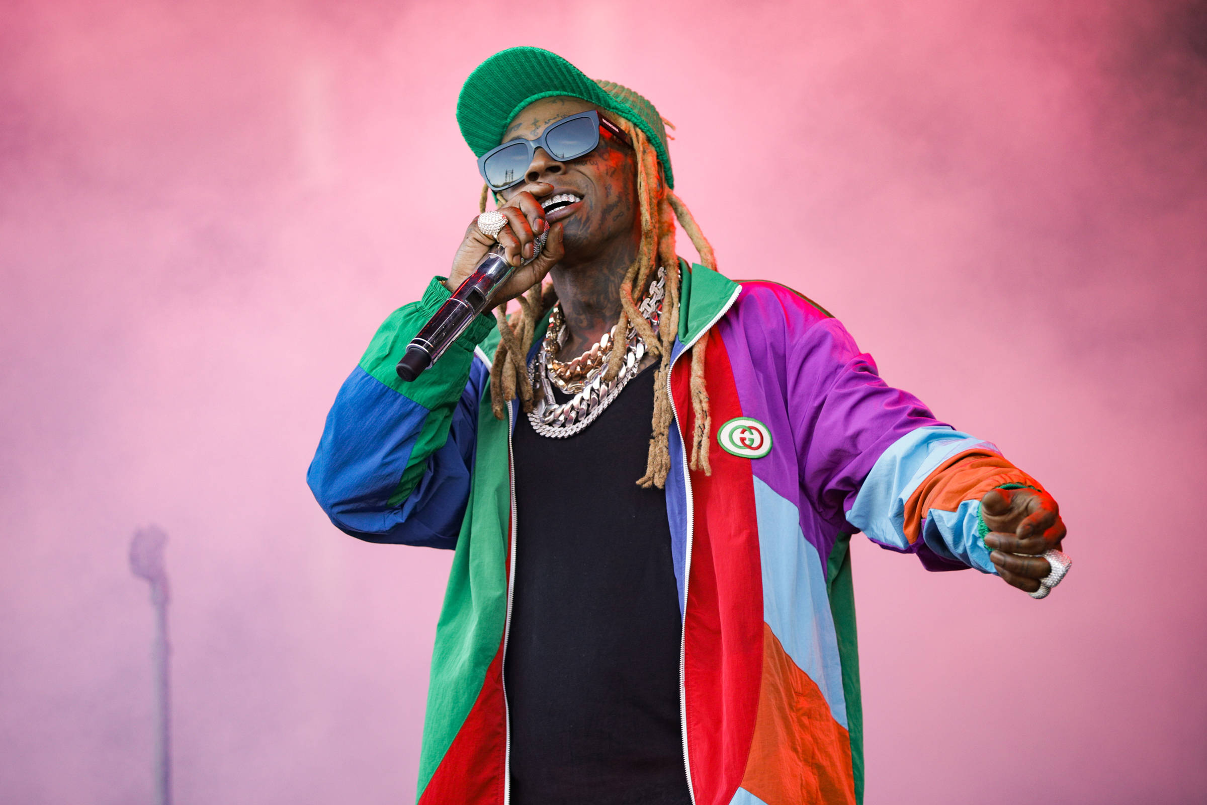 Lil Wayne, colorful jacket, green beanie, Full HD Desktop Wallpaper