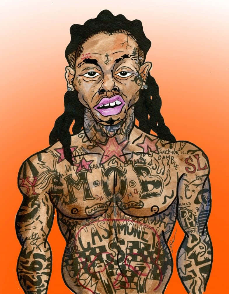 Lil Wayne, tattooed, braids, SD Phone Wallpaper