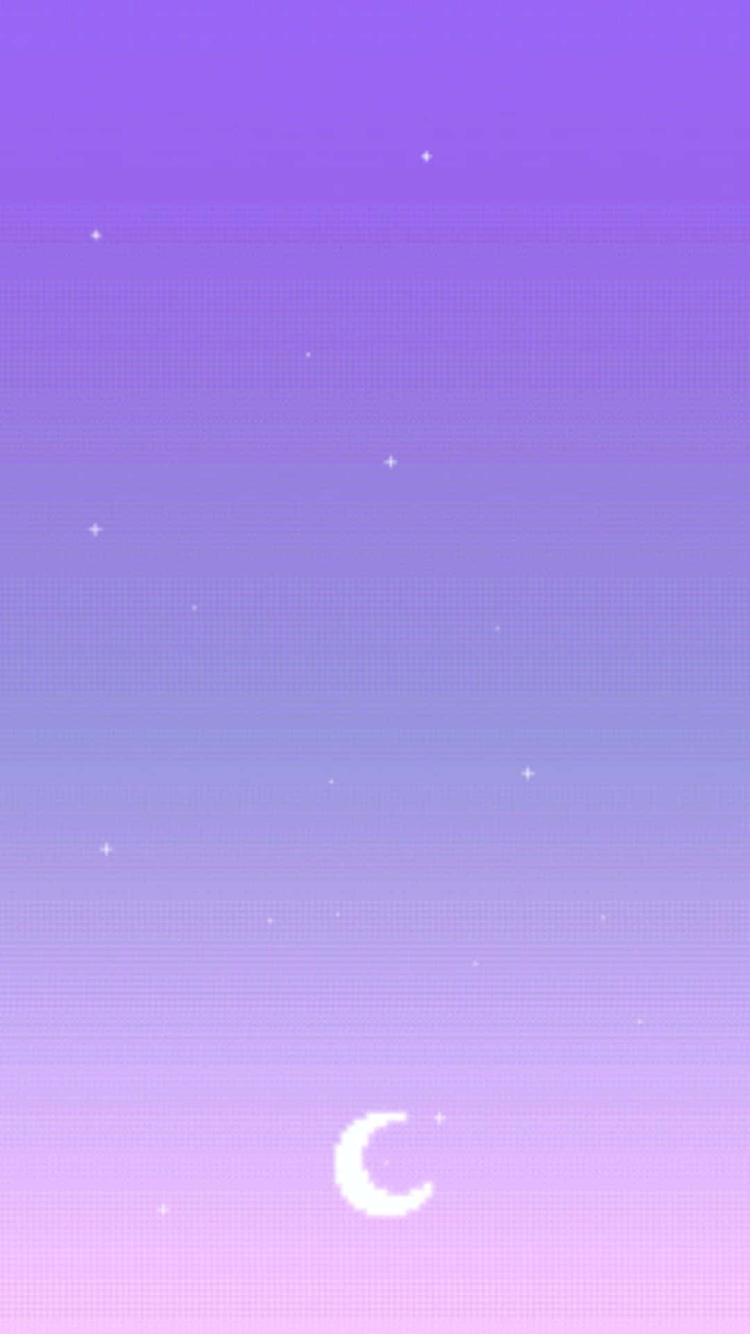 lilac color, crescent moon, stars, Full HD Phone Wallpaper