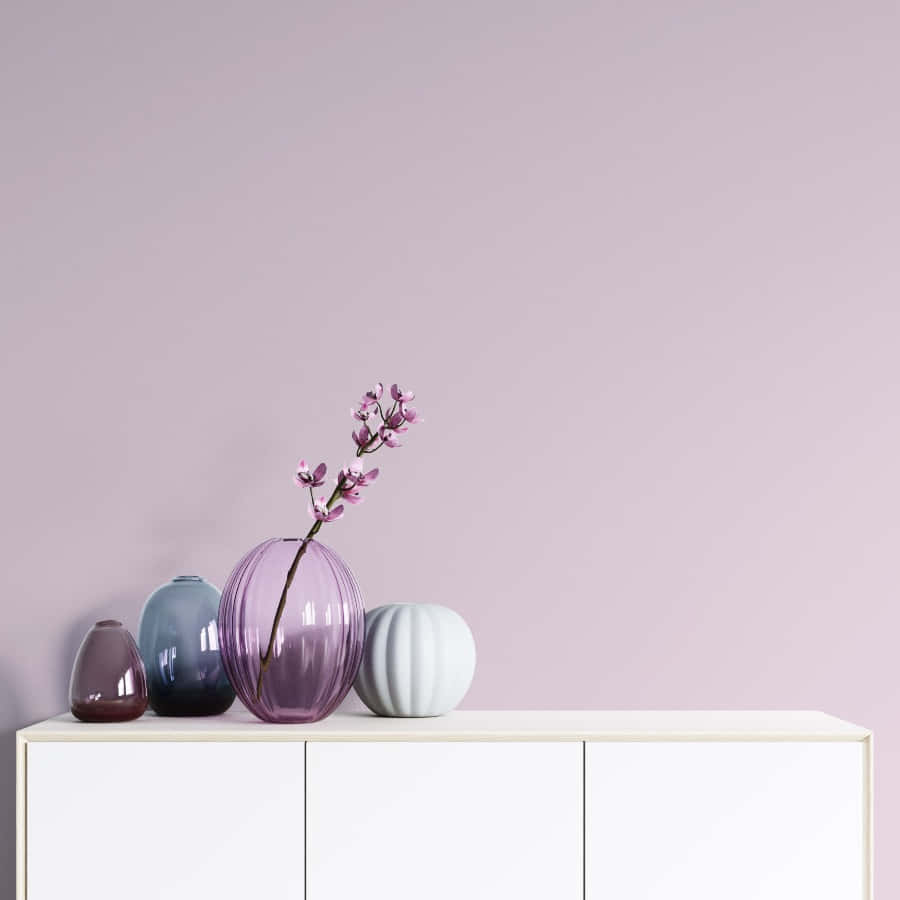 Lilac Color, white cabinet, pastel pink wall, SD Desktop Wallpaper