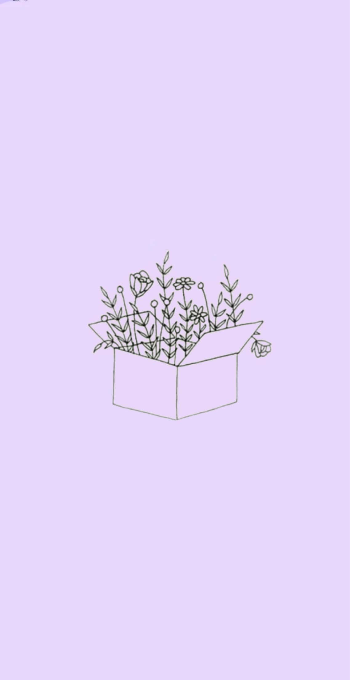 lilac-colored wildflowers, lush greenery, minimalist line drawing, Full HD Phone Wallpaper