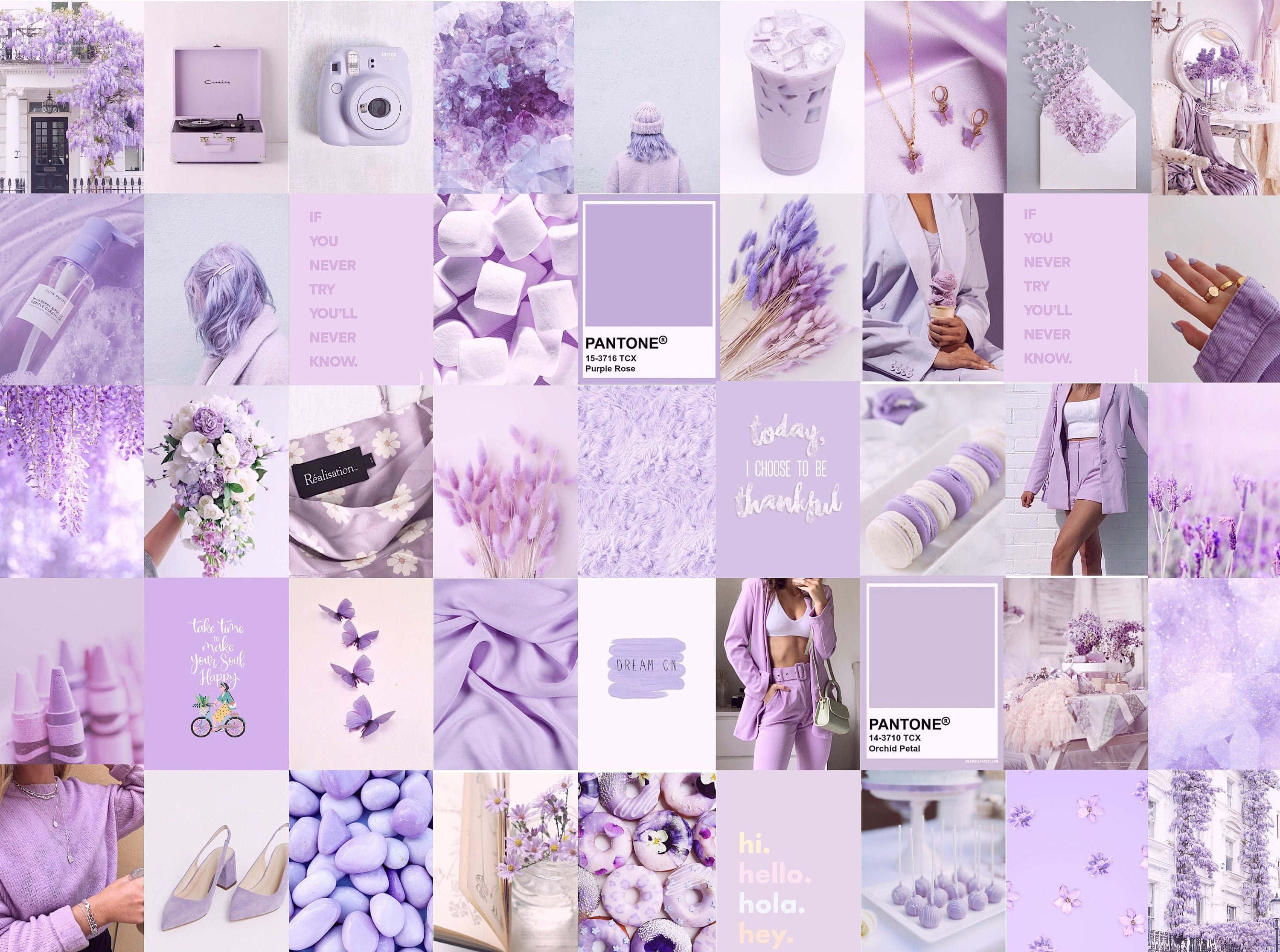 Pantone Lilac palette, lavender, soft pastel tones, 2K Desktop Wallpaper