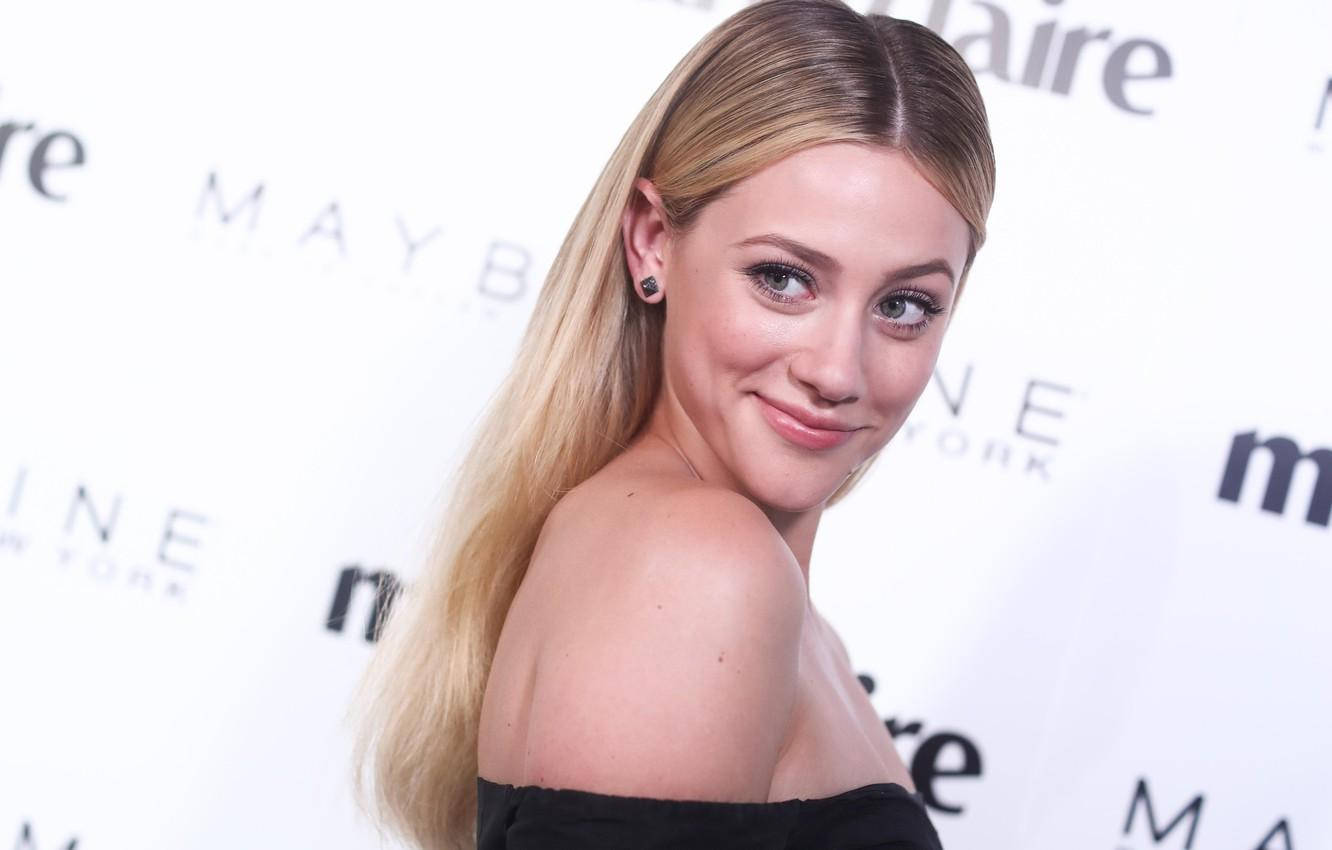 Lili Reinhart, black off-shoulder dress, blonde woman, HD Desktop Wallpaper
