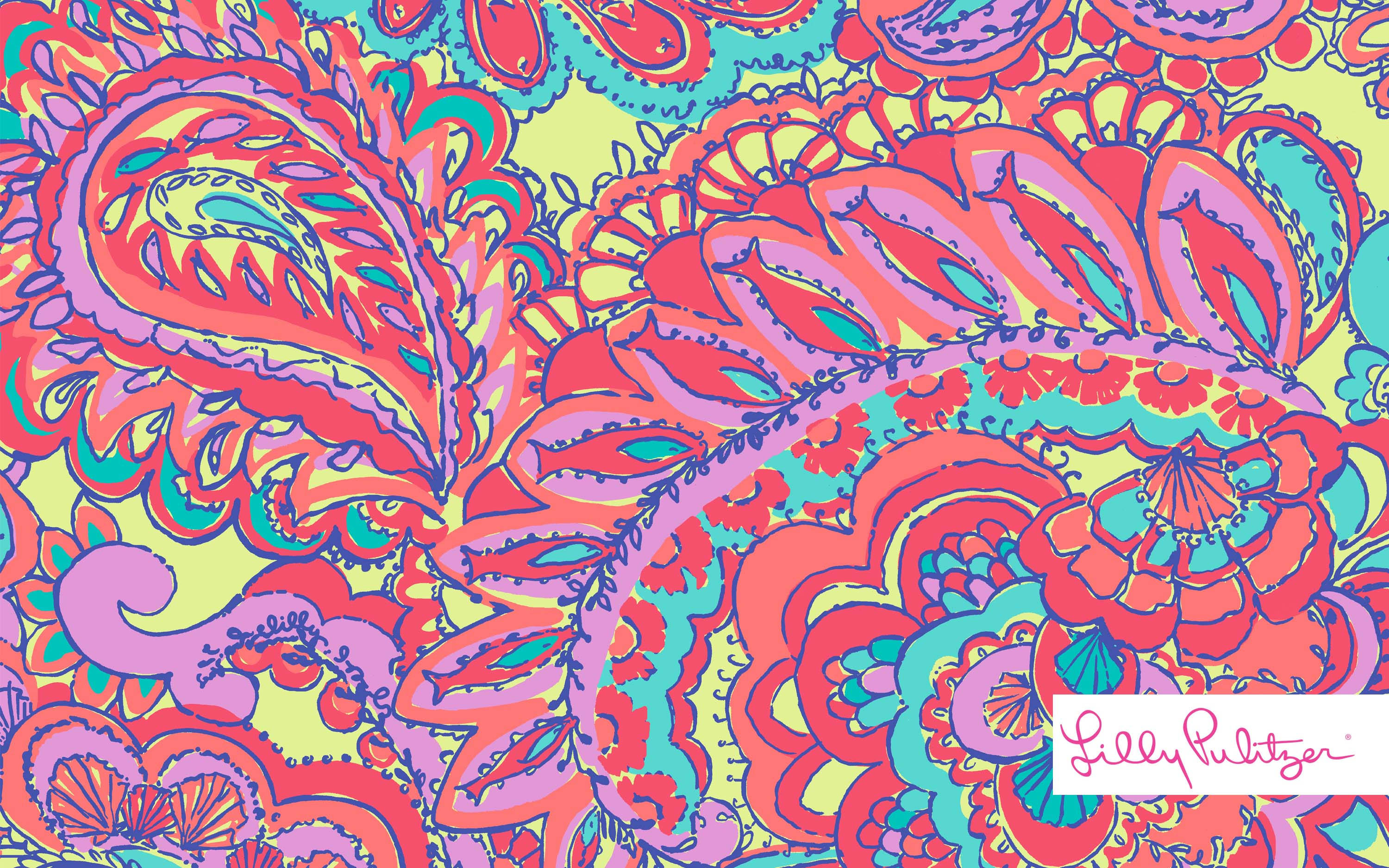 Lilly Pulitzer, psychedelic paisley pattern, swirling floral motifs, 2K Desktop Wallpaper