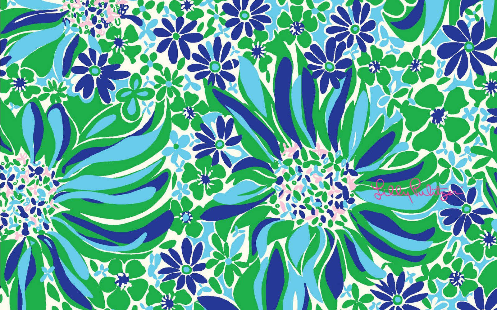 Lilly Pulitzer, floral pattern, blue, HD Desktop Wallpaper