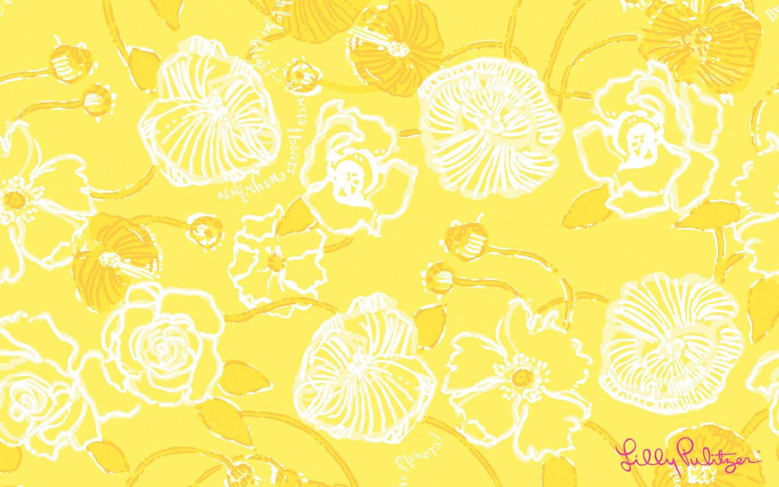 Lilly Pulitzer, yellow floral, repeating pattern, HD Desktop Wallpaper