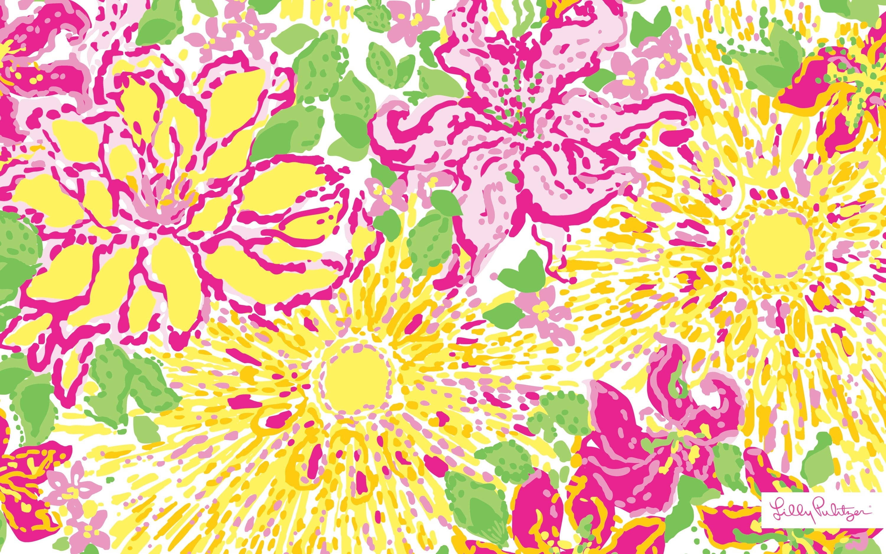 Lilly Pulitzer, floral, pink, 2K Desktop Wallpaper