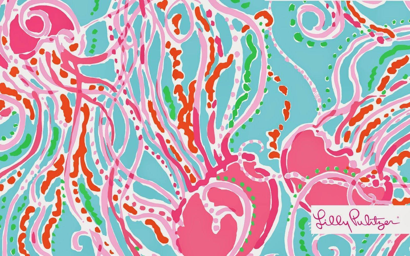 Jellyfish, Lilly Pulitzer, pink, HD Desktop Wallpaper