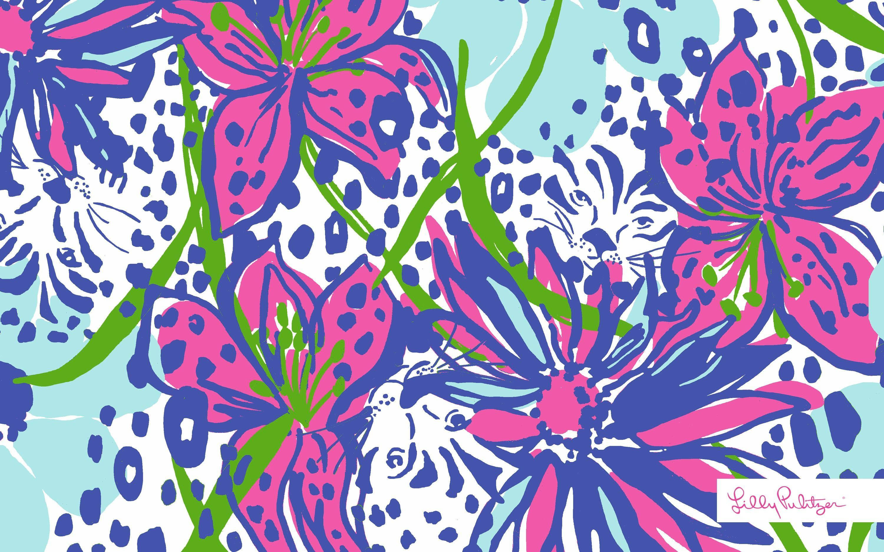 Floral Leopard, Lilly Pulitzer, pink, 2K Desktop Wallpaper