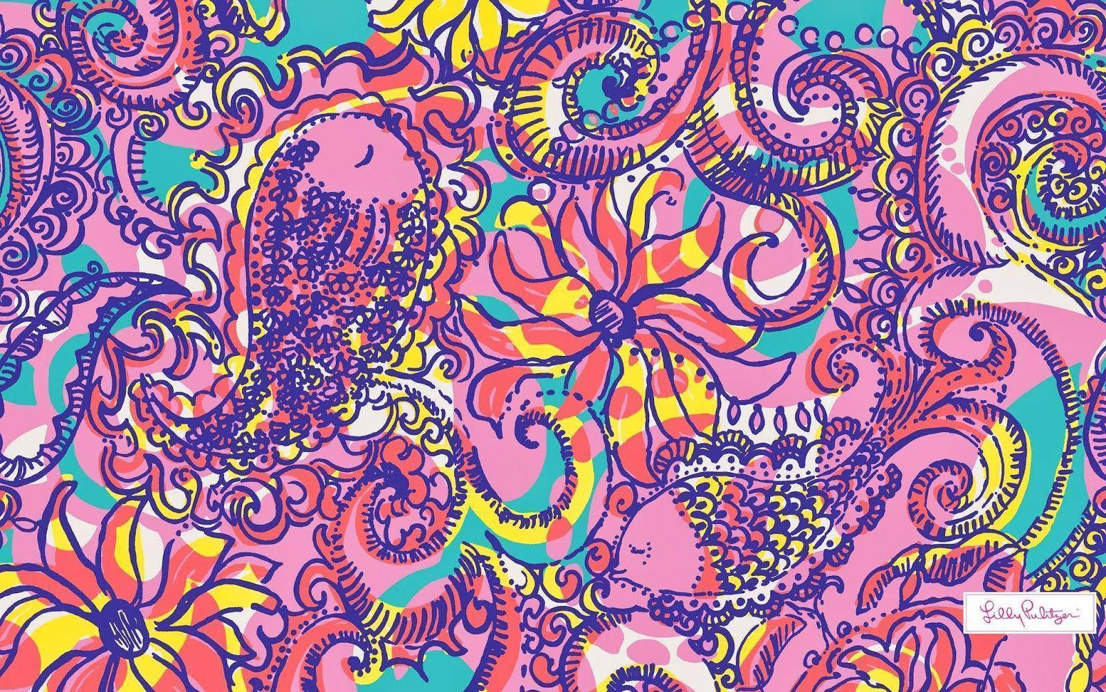 Lilly Pulitzer, colorful fish, psychedelic pattern, HD Desktop Wallpaper
