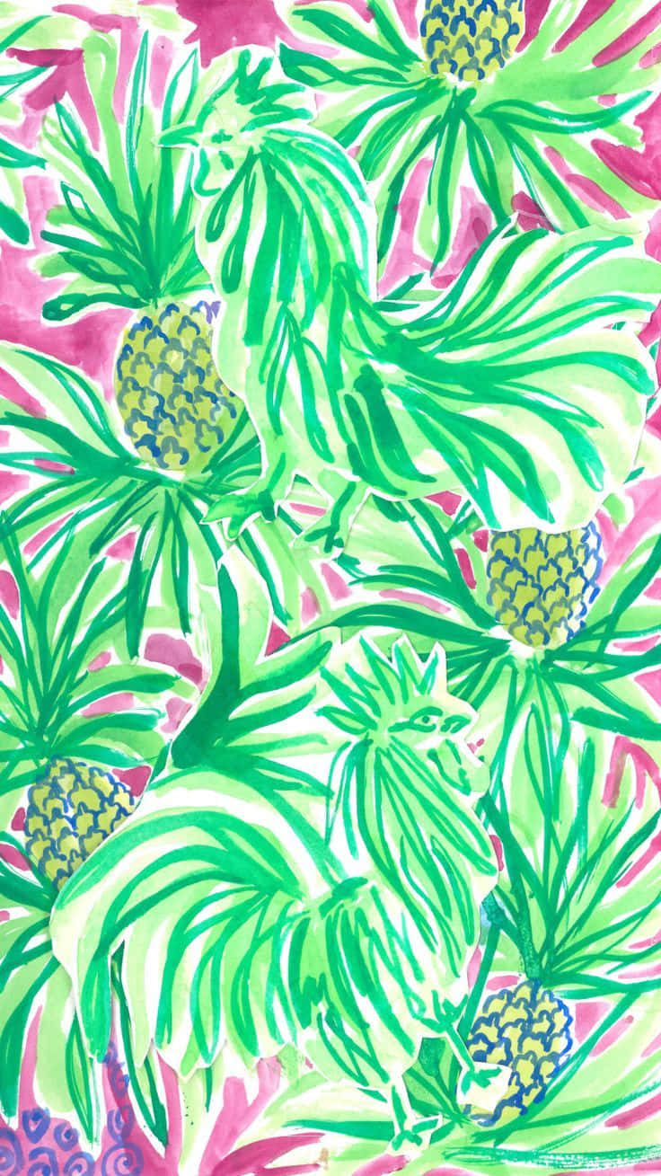 Lilly Pulitzer iPhone, tropical, bold green pineapples, HD Phone Wallpaper
