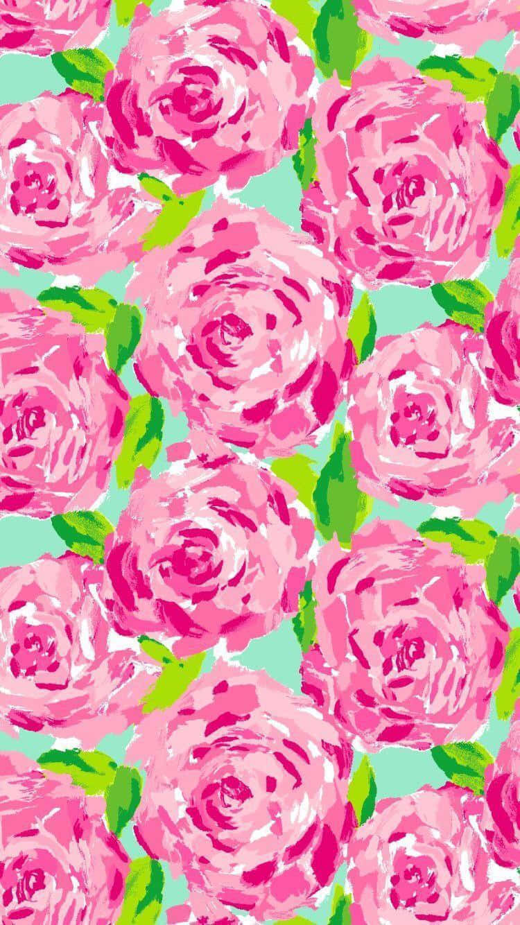 Lilly Pulitzer, iPhone, pink roses, HD Phone Wallpaper