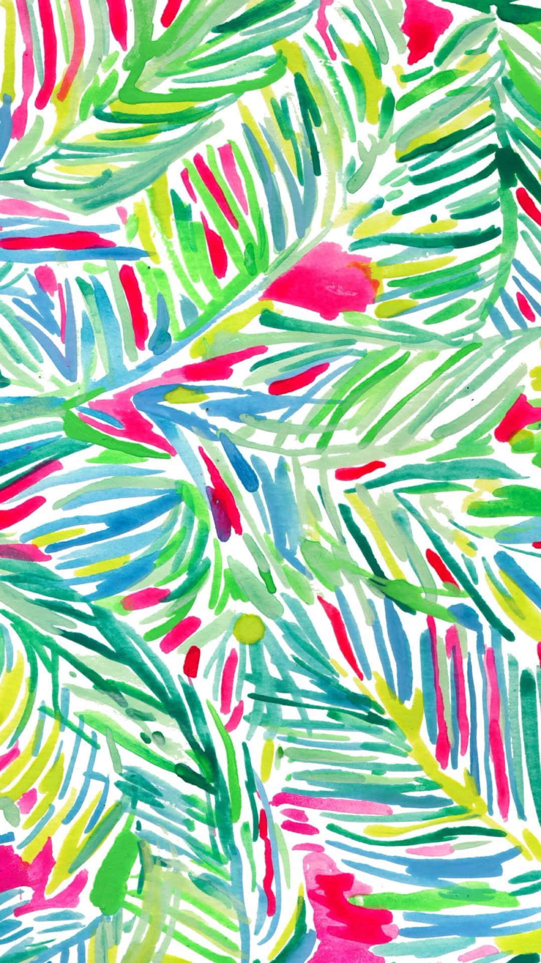 Lilly Pulitzer, iPhone, vibrant watercolor palm leaves, Full HD Phone Wallpaper