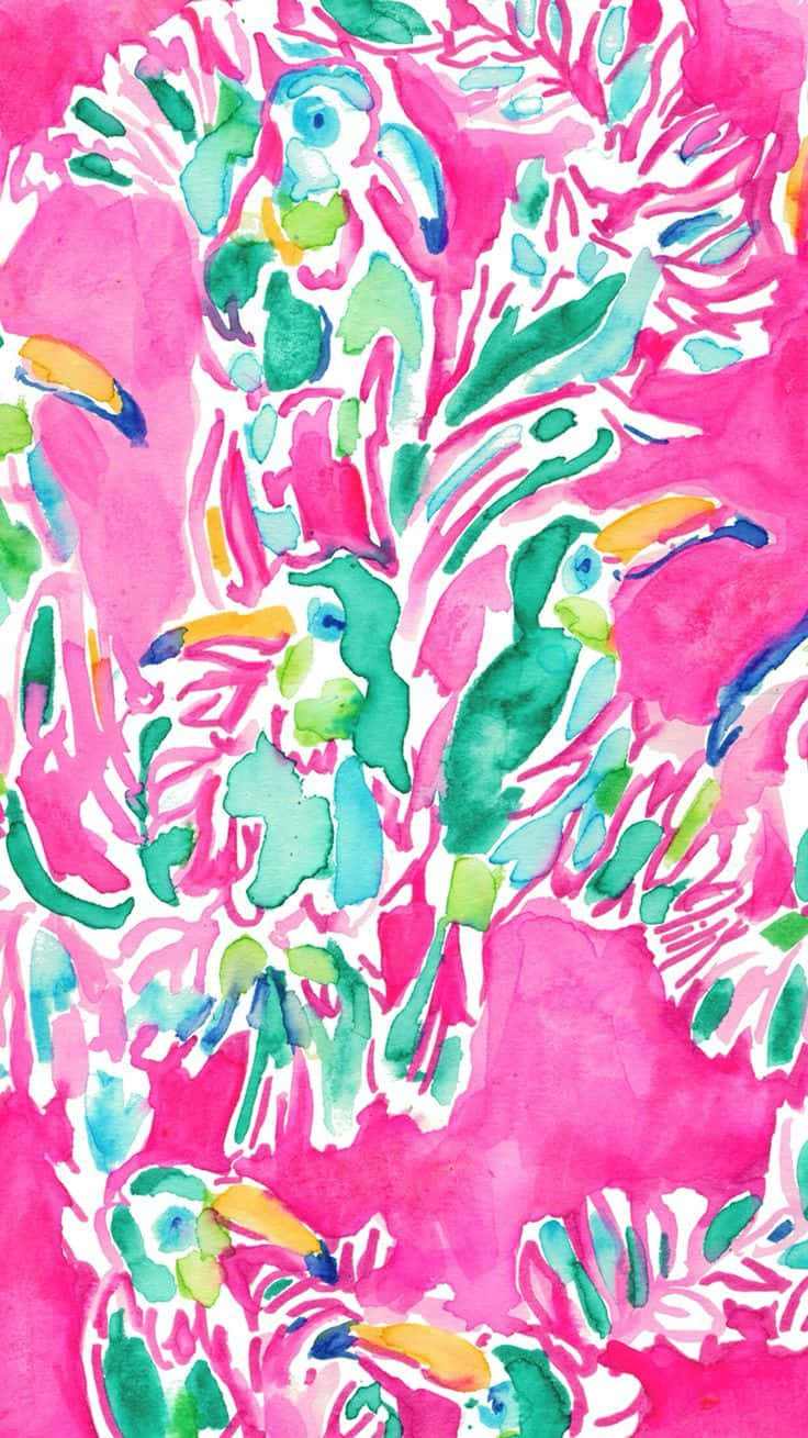 Lilly Pulitzer, toucans, tropical leaves, HD Phone Wallpaper