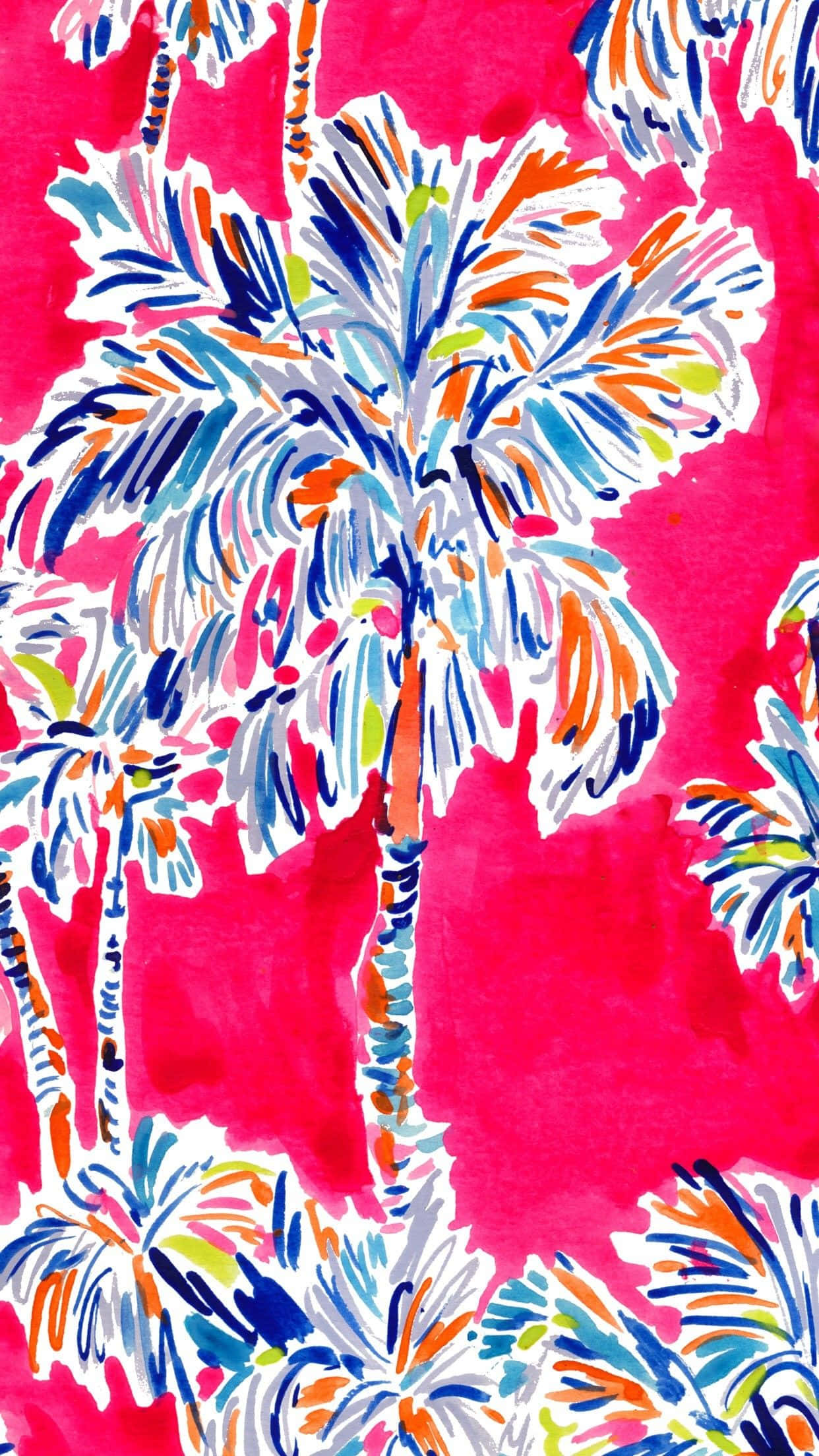 Lilly Pulitzer iPhone, palm trees, blue, Full HD Phone Wallpaper
