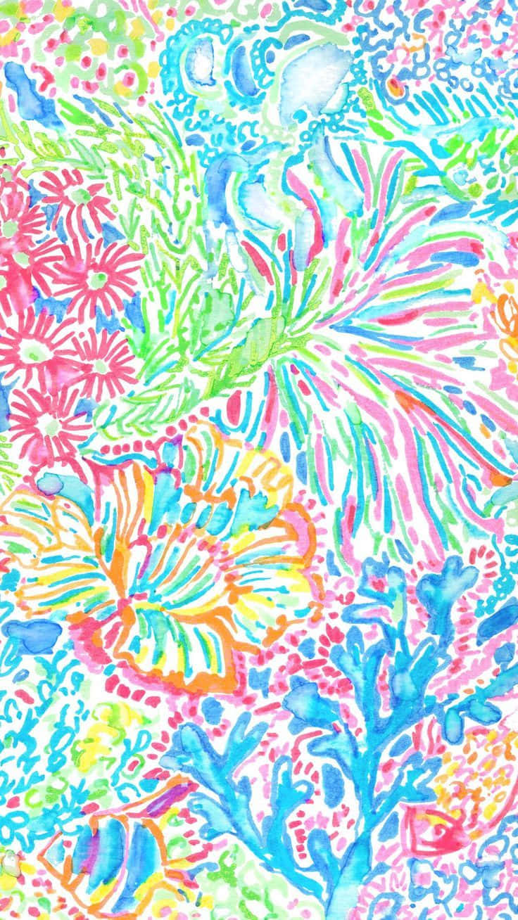 Lilly Pulitzer iPhone, watercolor floral, coral pattern, HD Phone Wallpaper