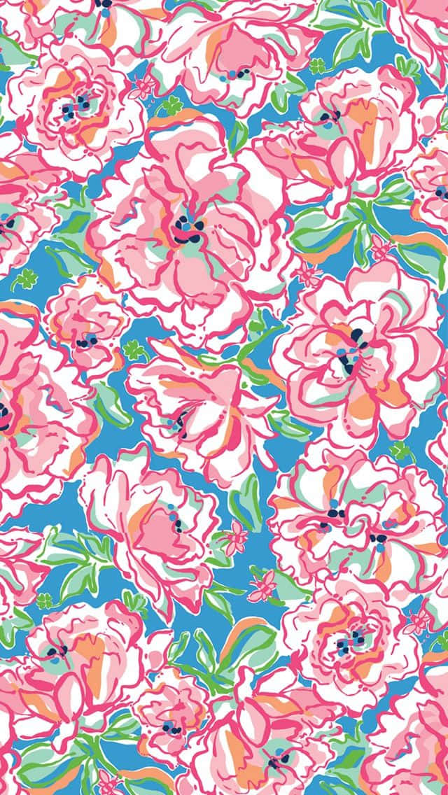 Lilly Pulitzer iPhone, vibrant pink, orange flowers, SD Phone Wallpaper