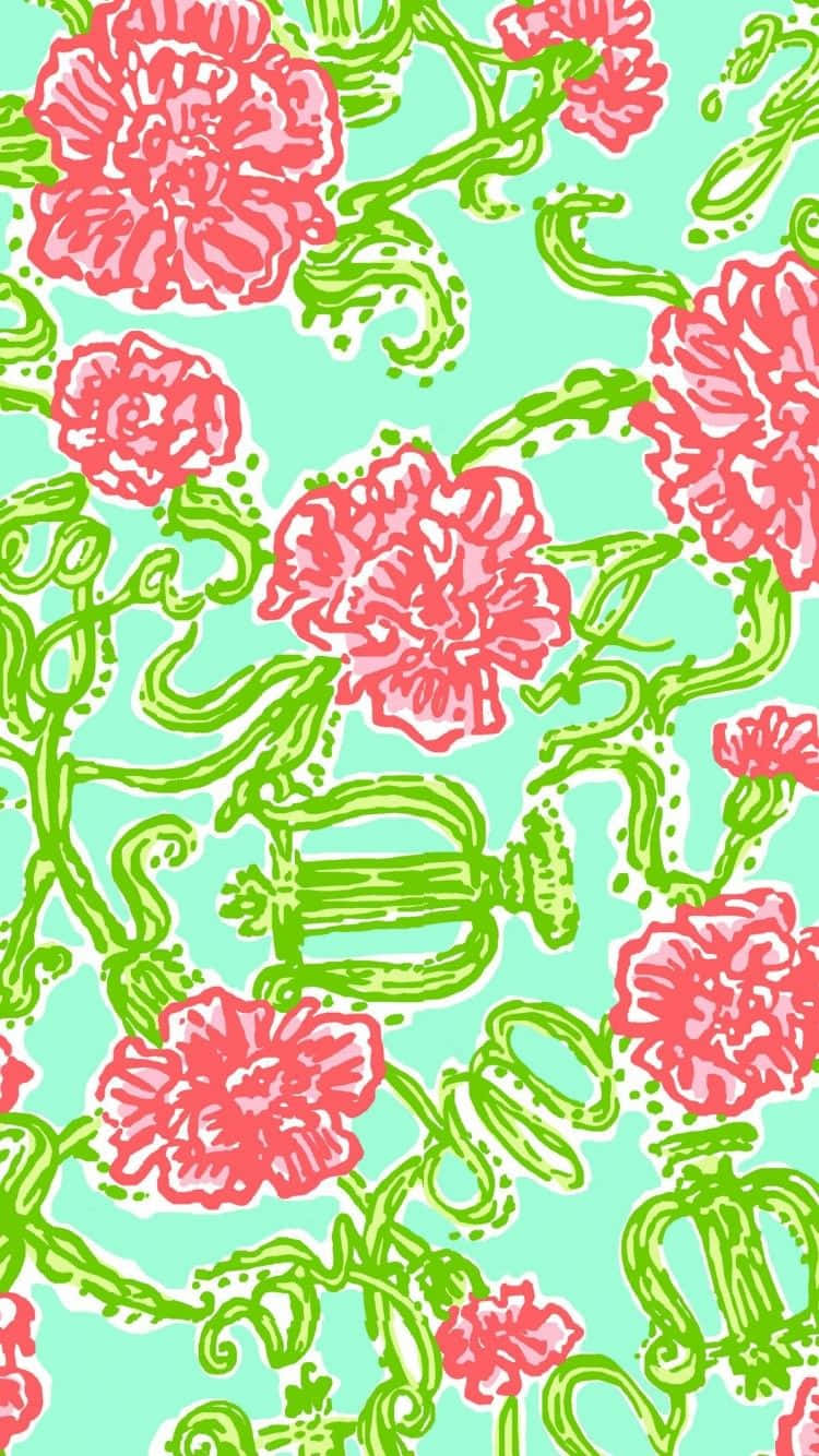 Lilly Pulitzer iPhone, vibrant pink flowers, green vines, HD Phone Wallpaper