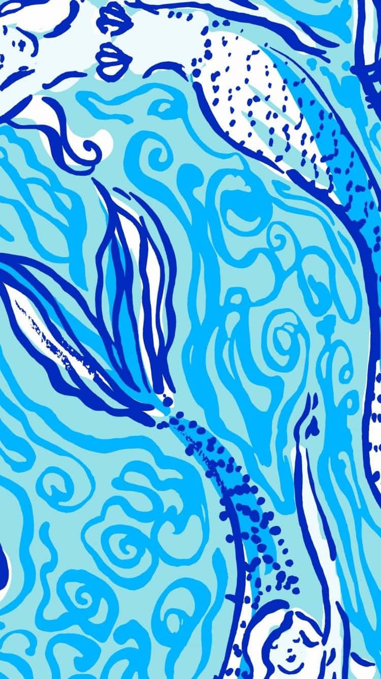 Lilly Pulitzer iPhone, mermaid, blue and white, HD Phone Wallpaper