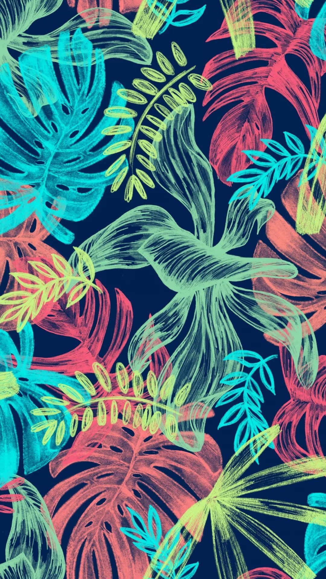 Lilly Pulitzer iPhone, neon tropical leaves, pink, Full HD Phone Wallpaper