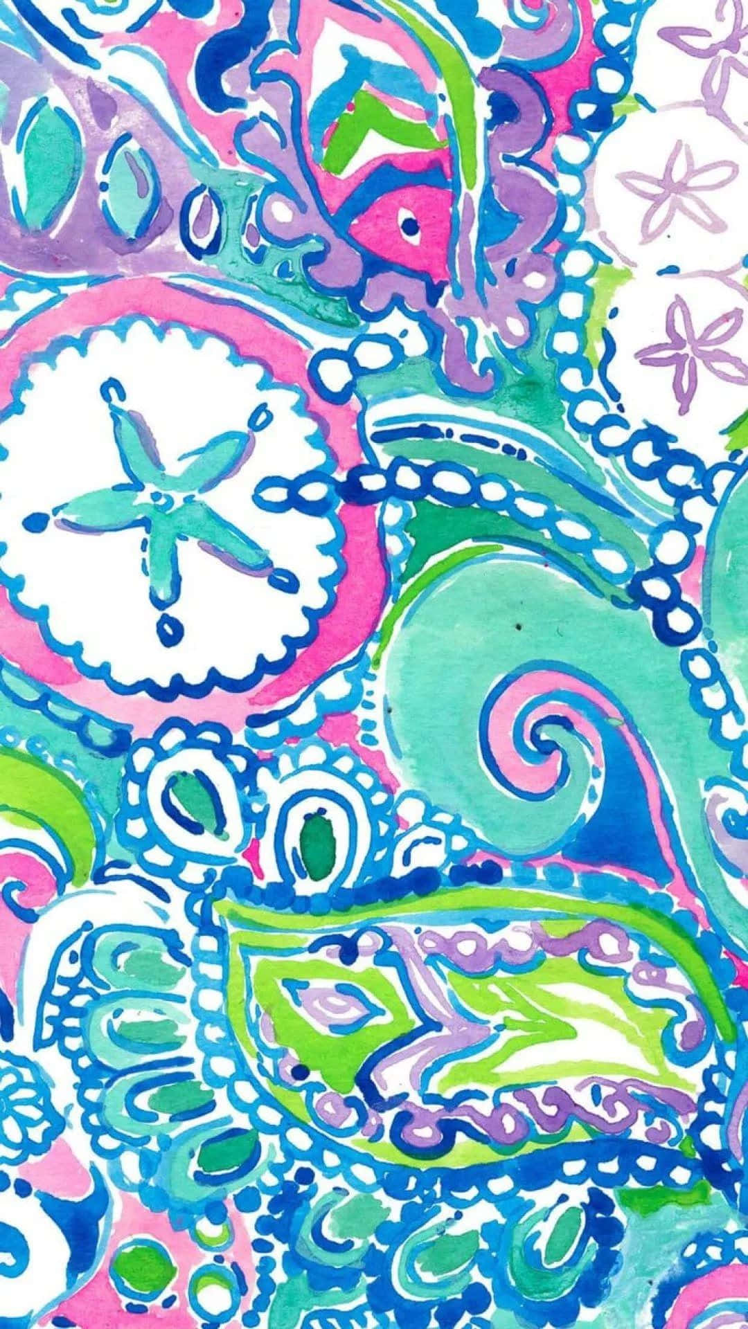 Lilly Pulitzer iPhone, sea themed, vibrant watercolor pattern, Full HD Phone Wallpaper