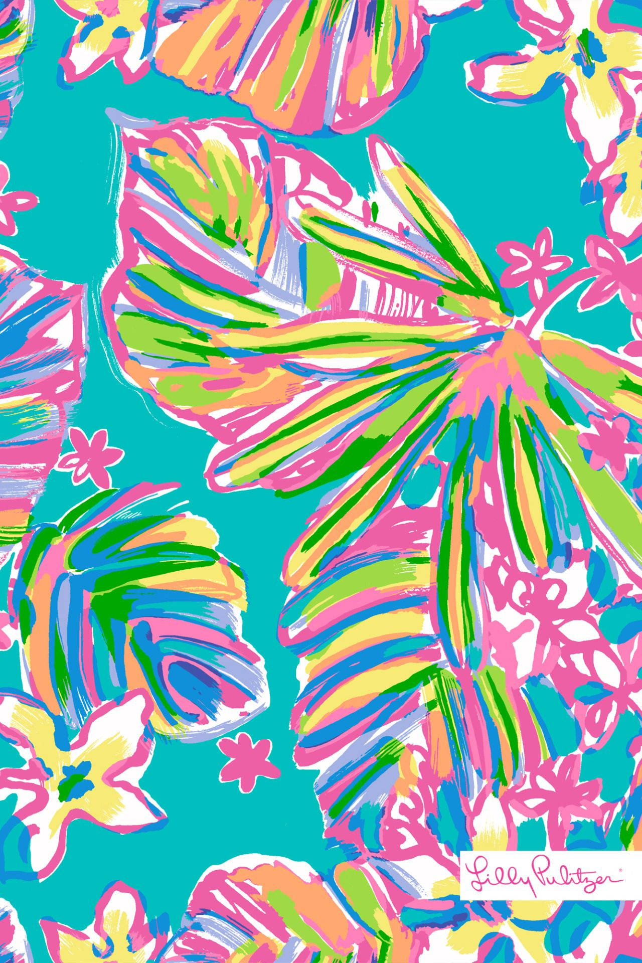 Lilly Pulitzer, rainbow leaves, tropical flowers, Full HD Phone Wallpaper