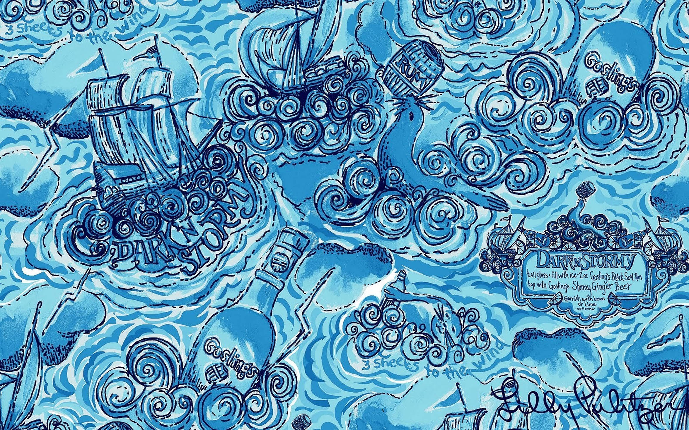 Lilly Pulitzer, blue ship, pirate ships, Full HD Desktop Wallpaper