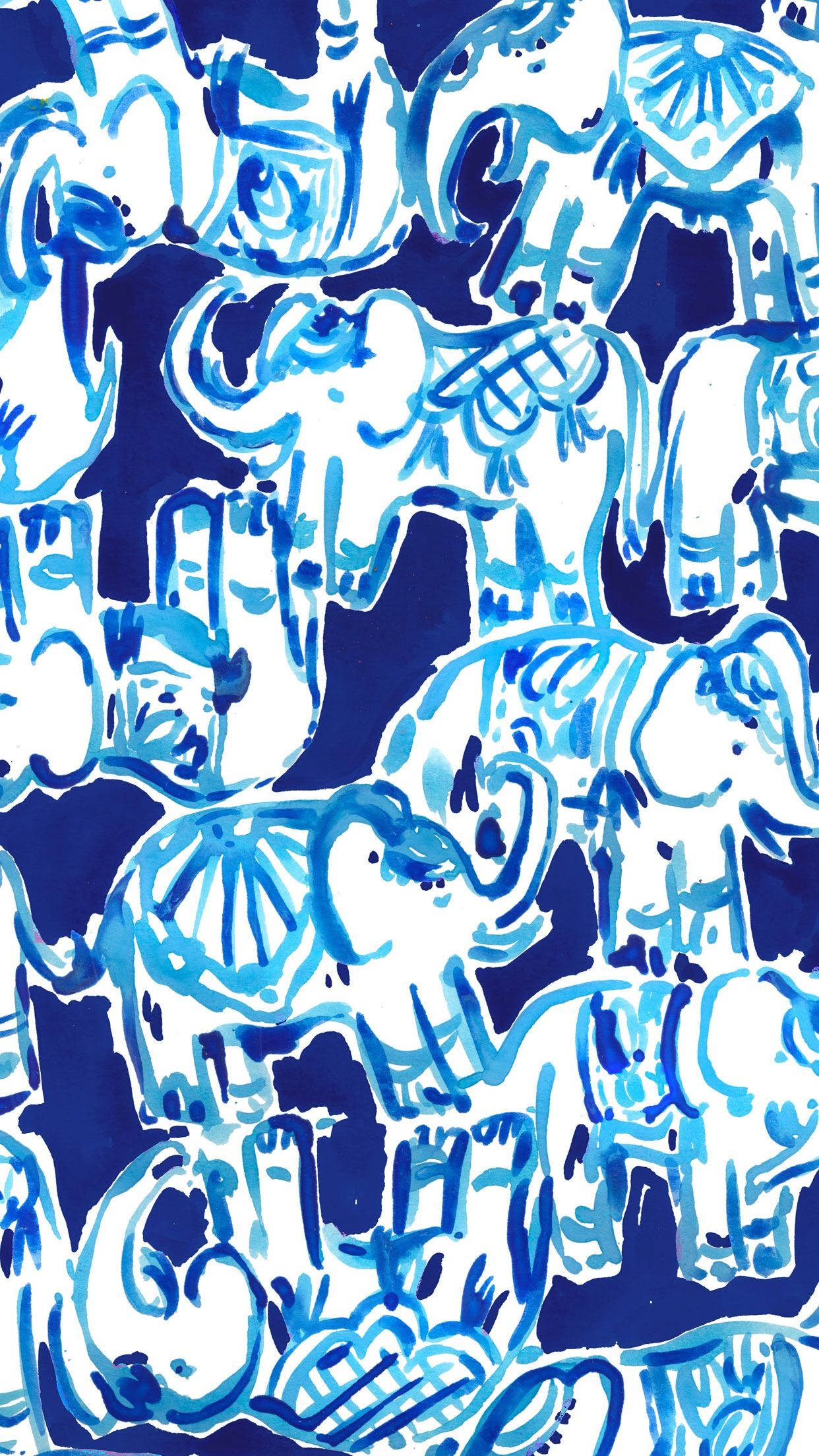 Lilly Pulitzer, blue elephant, vibrant blue, Full HD Phone Wallpaper