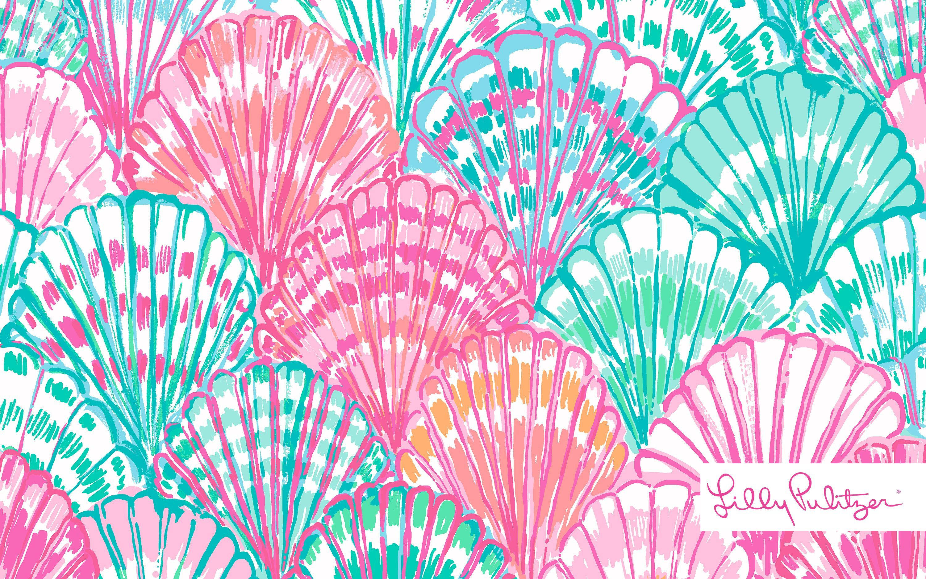 Lilly Pulitzer, seashells, pink, 2K Desktop Wallpaper